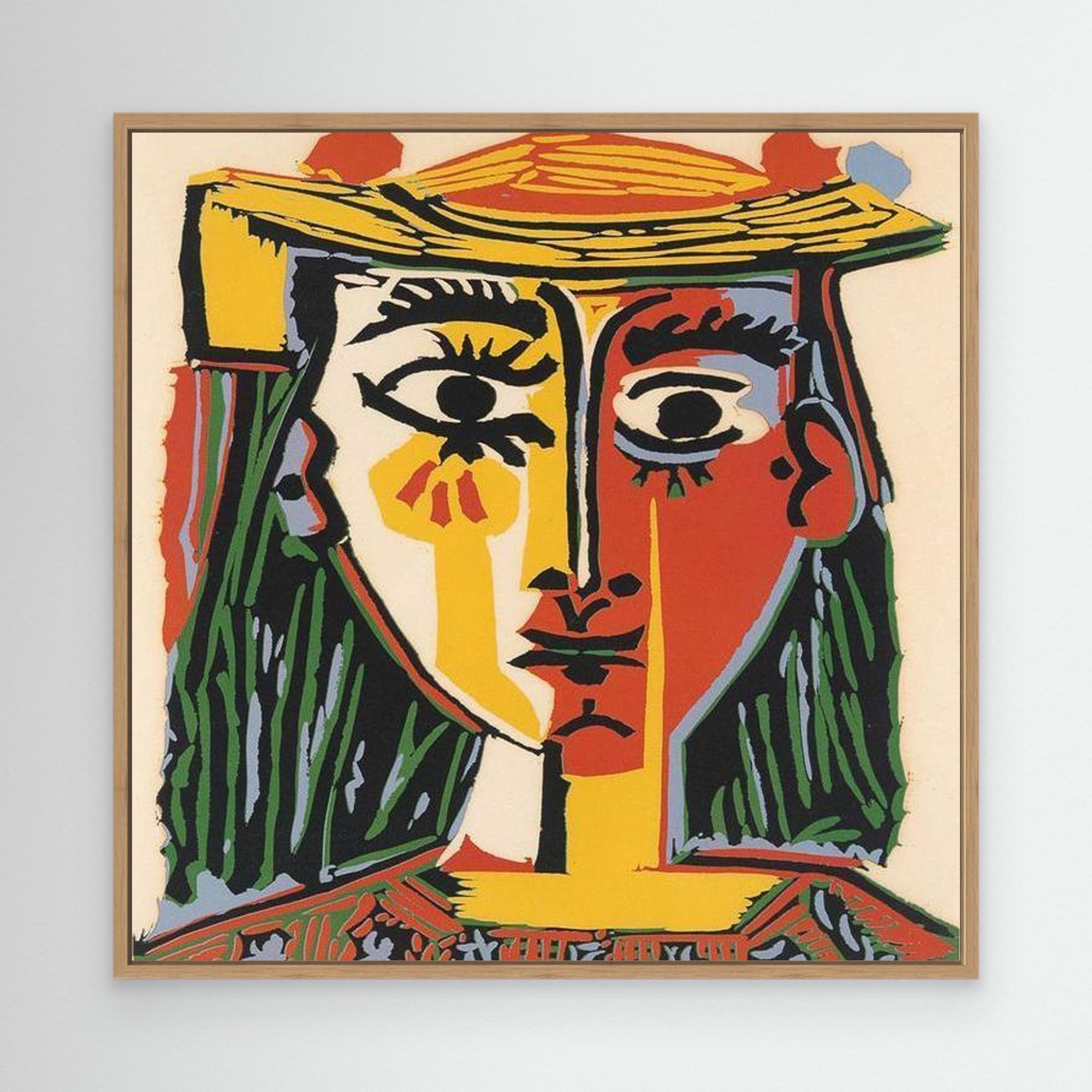 Abstract Cubist Face Art | Modern Hallway Wall Decor - Framed Pop Art