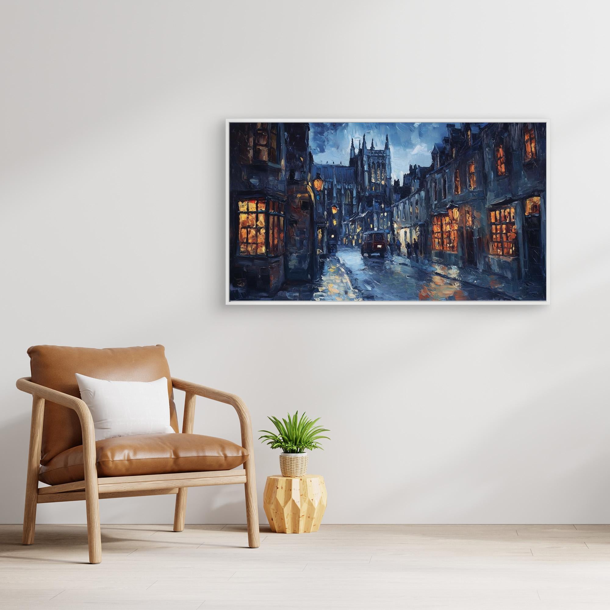 Canterbury Cathedral Night Cityscape Canvas Wall Art