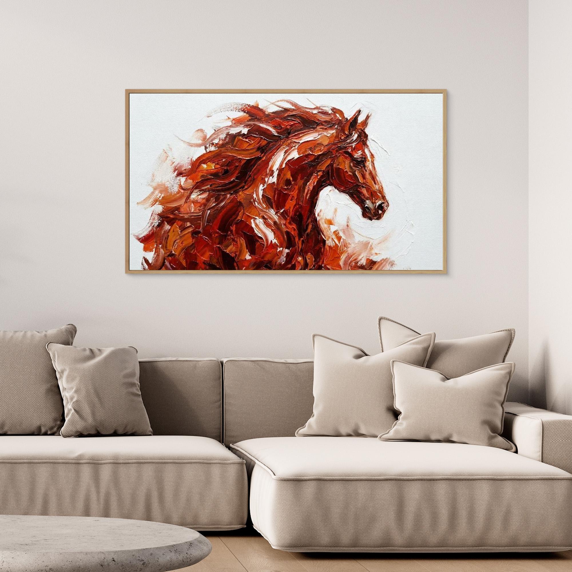 Fire Horse Canvas Print for Modern Living Room Decor - Framed Pop Art