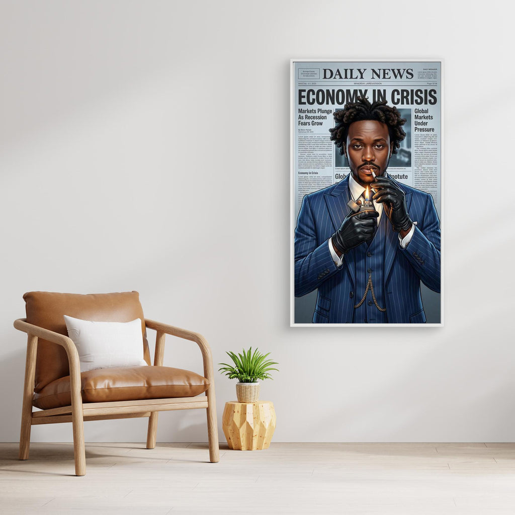 Financial Mastermind Newspaper Art | Framed Noir Canvas - Framed Pop Art