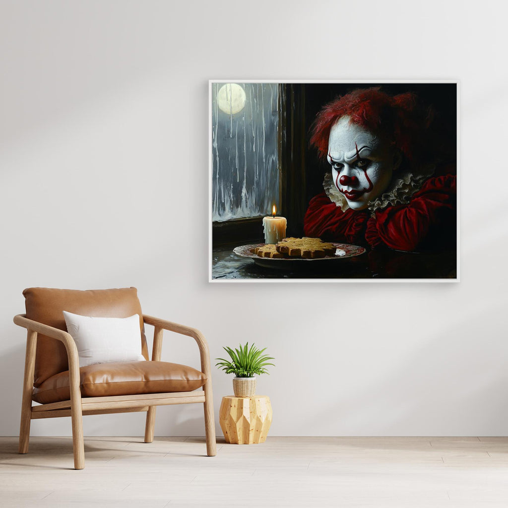 Creepy Clown Horror Canvas Wall Art Print for Night Owls - Framed Pop Art