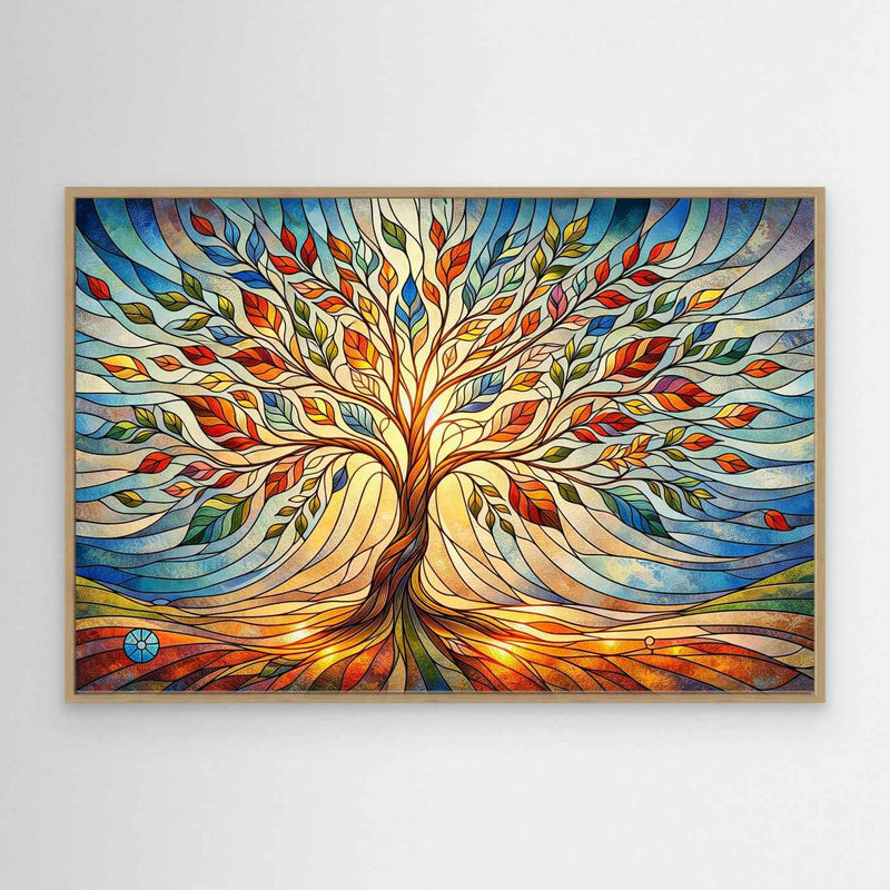 Multi Colour Tree Wall Art | Rainbow Living Room Decor