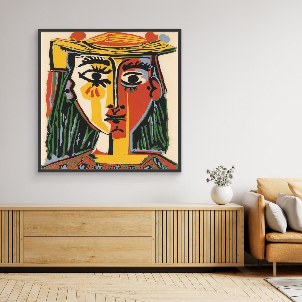 Abstract Cubist Face Art | Modern Hallway Wall Decor - Framed Pop Art