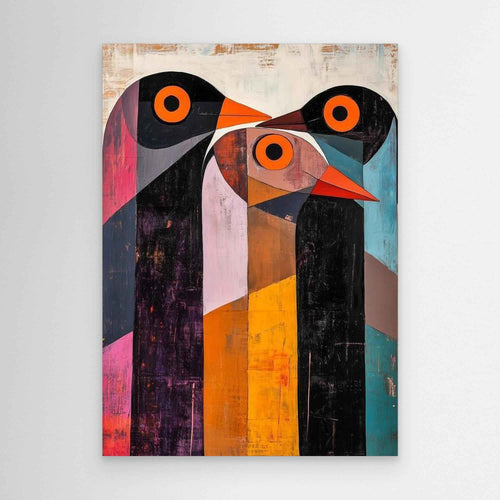 Abstract Penguin Bold Canvas Art - Framed Pop Art