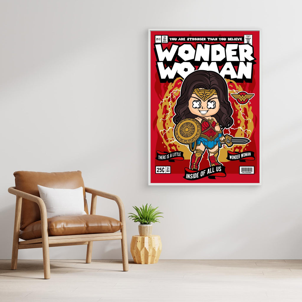 Wonder Woman Comic Canvas Print for Hallway Walls Decor - Framed Pop Art