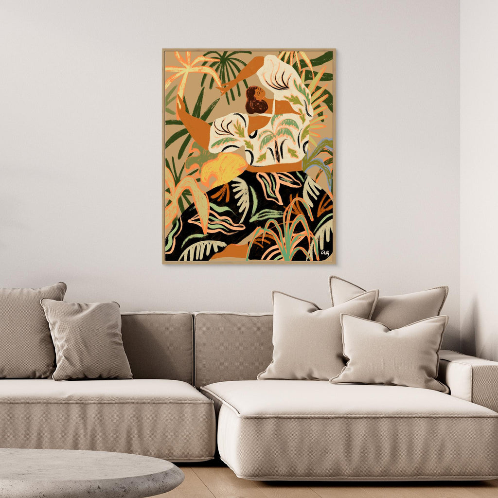 Hallway Wall Art – Tropical Woman Dancing Canvas Print - Framed Pop Art
