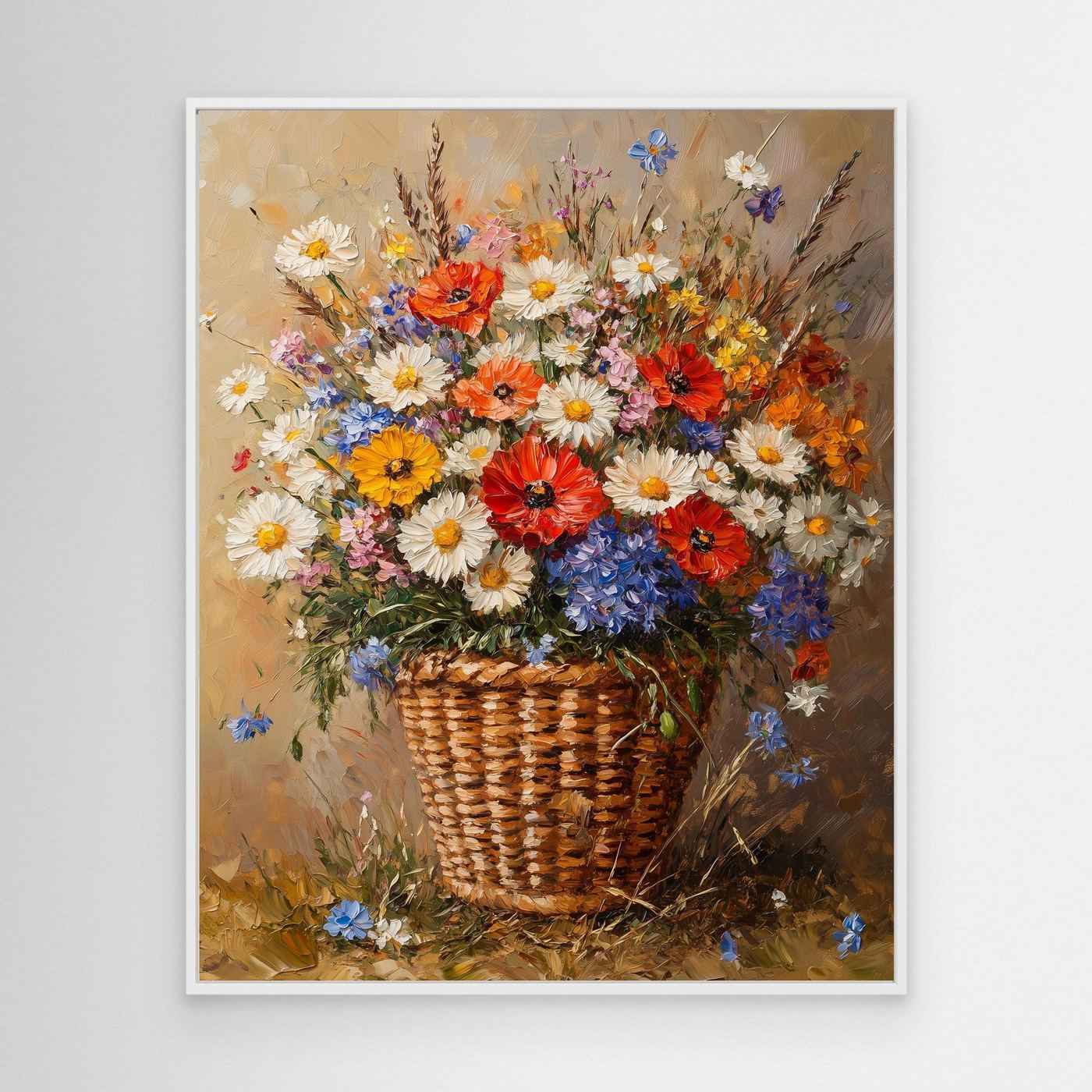 Wildflower Canvas Wall Art | Floral Basket Decor | Nursery Art