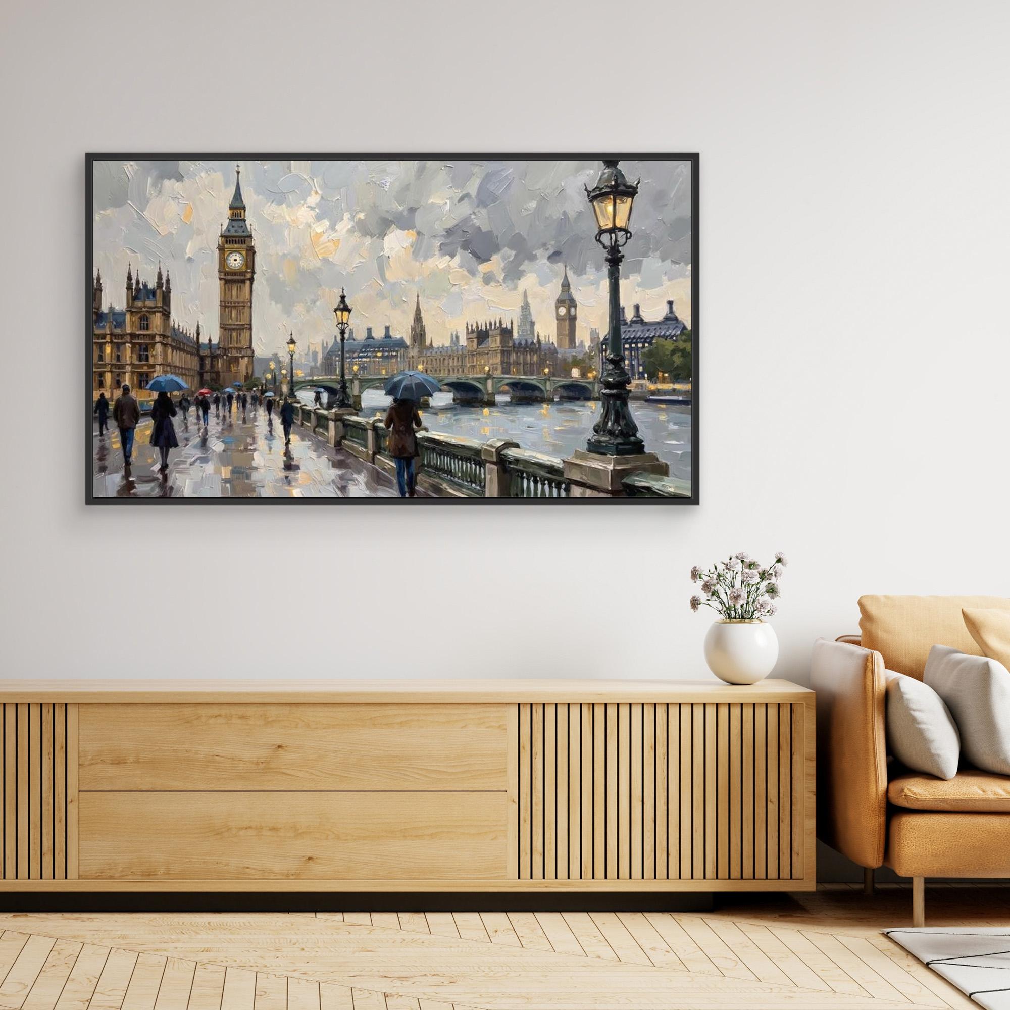 Rainy London Westminster Bridge Canvas Print