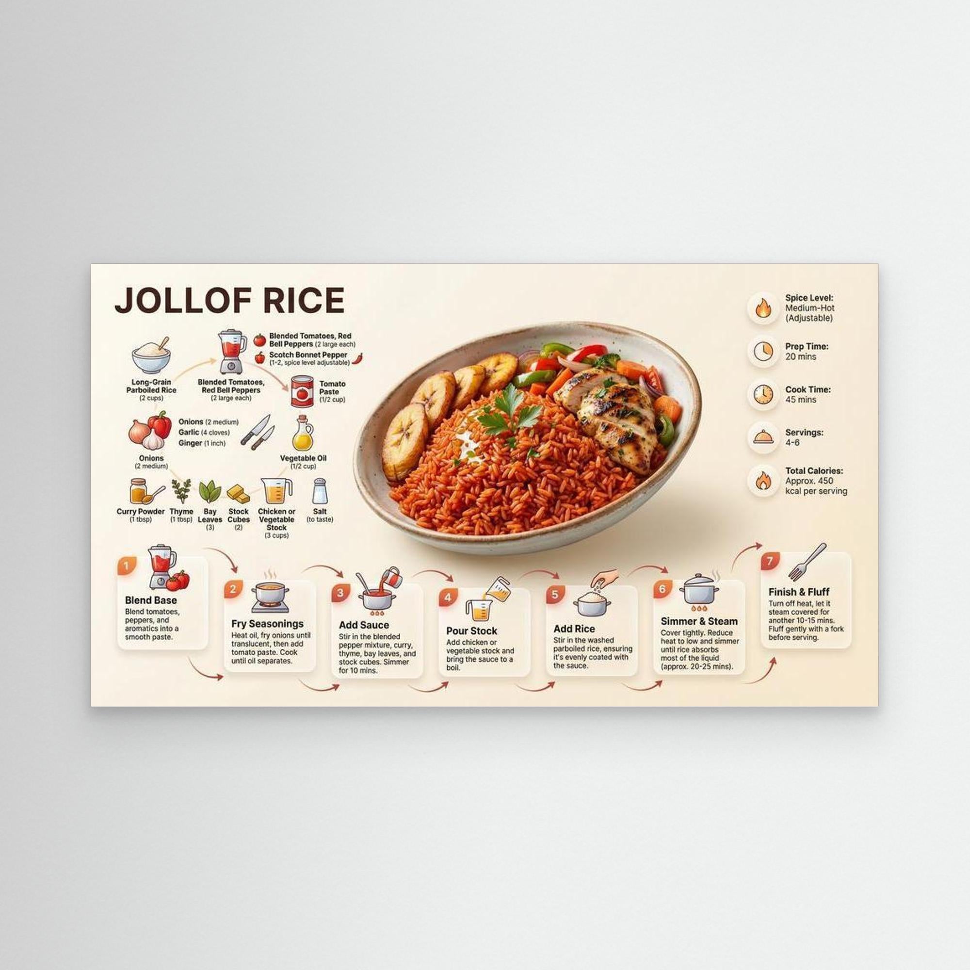 Jollof Rice Recipe Print – Modern Kitchen Wall Art