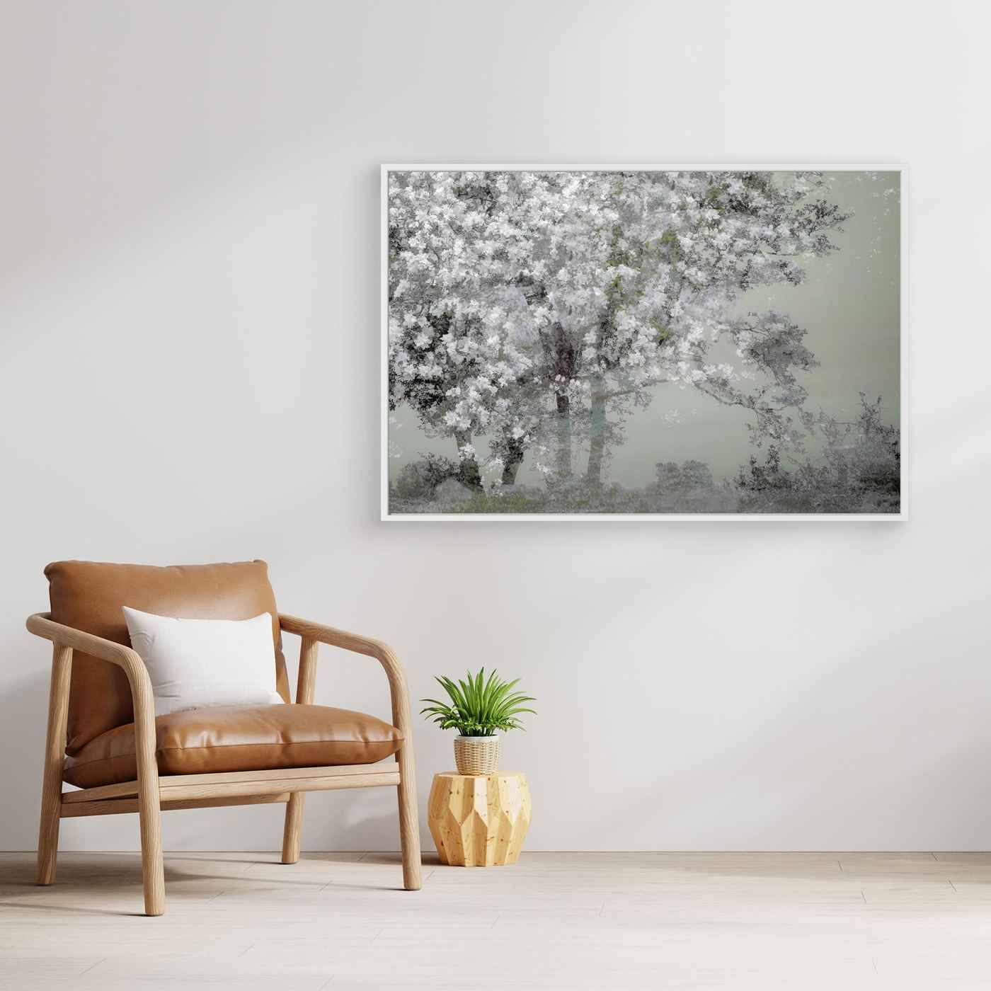 Sage Green Tree Wall Art | Modern Sage Living Room Decor