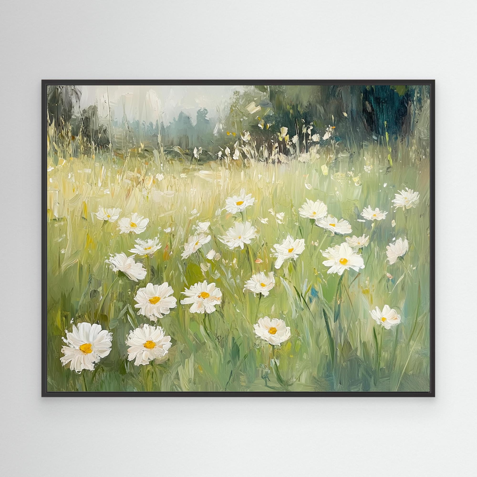 Hallway Wall Art – Wildflower Meadow Daisy Canvas Print - Framed Pop Art
