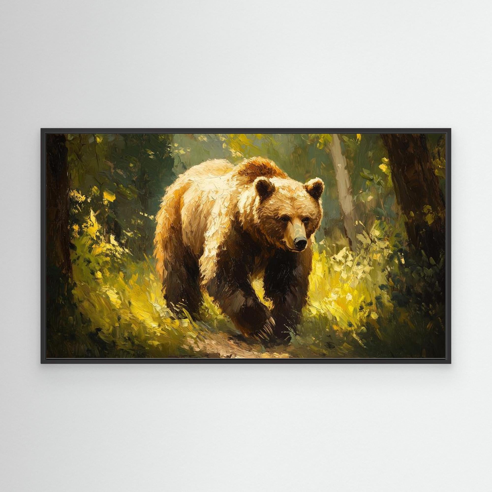 Grizzly Bear Oil Painting Effect Canvas Wall Art