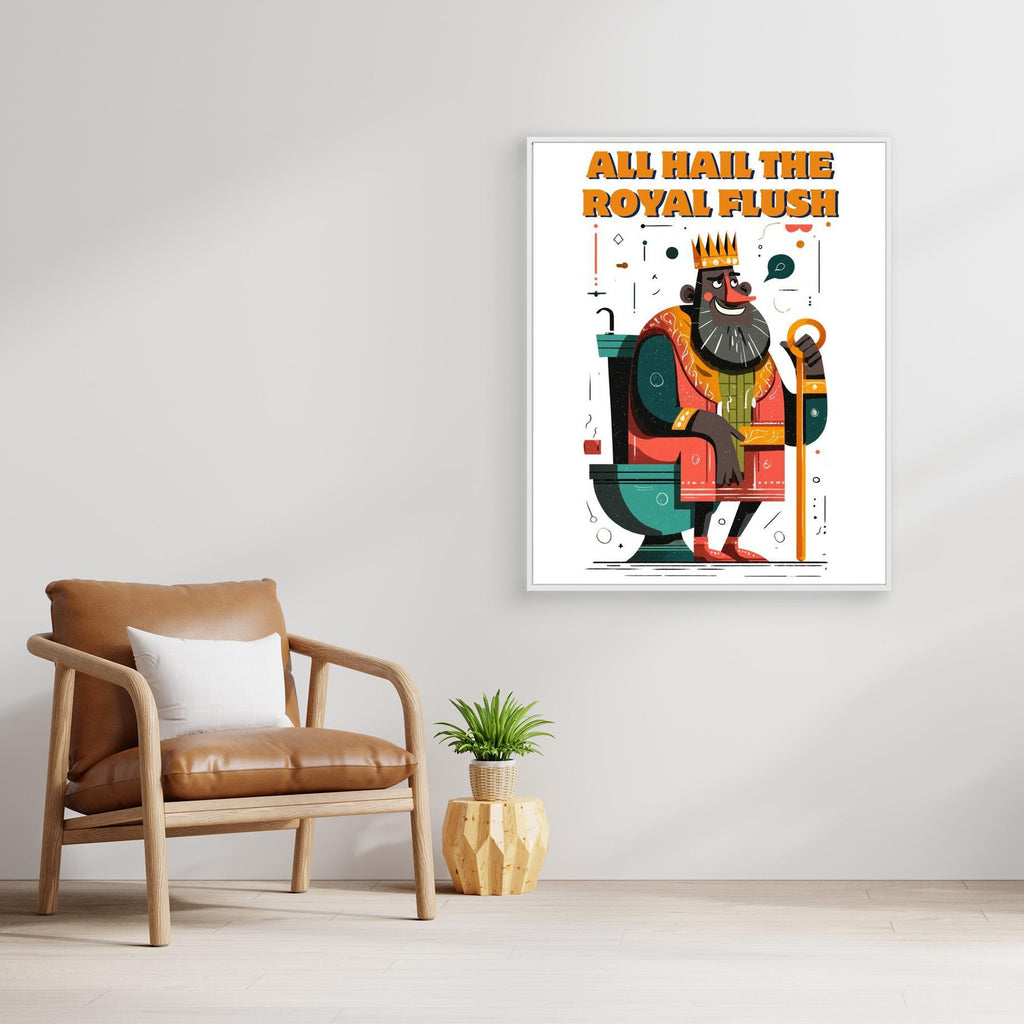 The Royal Flush King Art Print | Funny Bathroom Wall Decor - Framed Pop Art