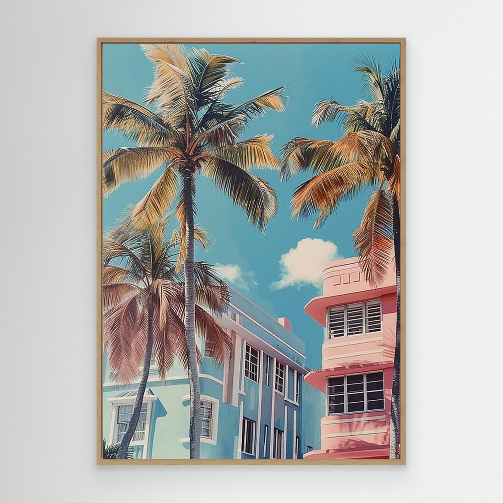 Miami Beach Wall Art Canvas for Coastal Living Room Decor