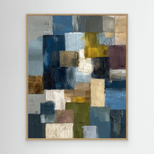 Abstract Blue & Earthy Textured Canvas Art | Framed Wall Decor