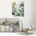 Heron in the Reeds Canvas Wall Art | Modern Nature Print | Nursery - Framed Pop Art