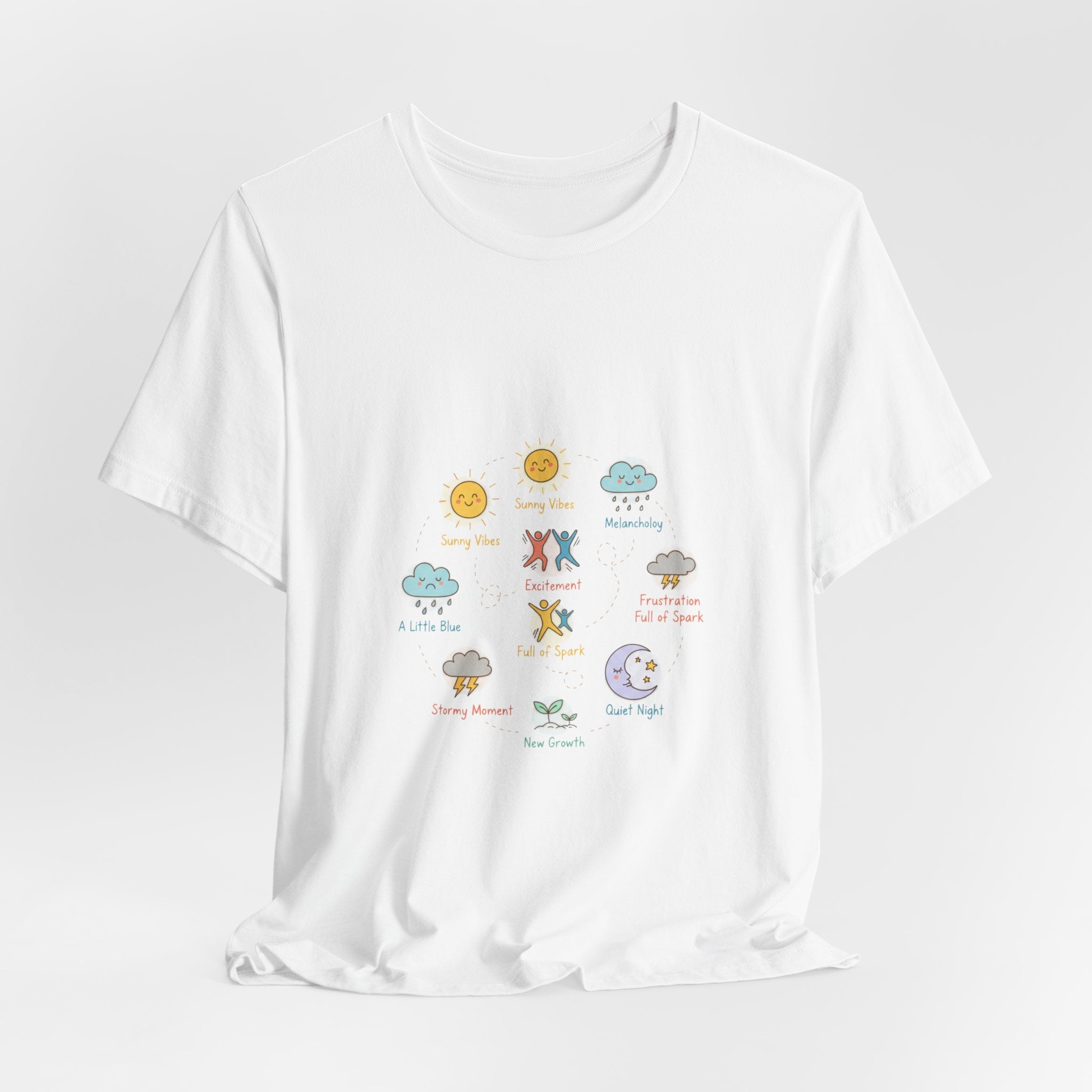 Mood Forecast T-Shirt | Whimsical Weather Emotions Tee - Framed Pop Art