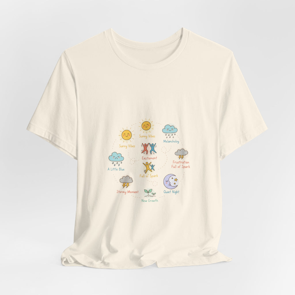 Mood Forecast T-Shirt | Whimsical Weather Emotions Tee - Framed Pop Art