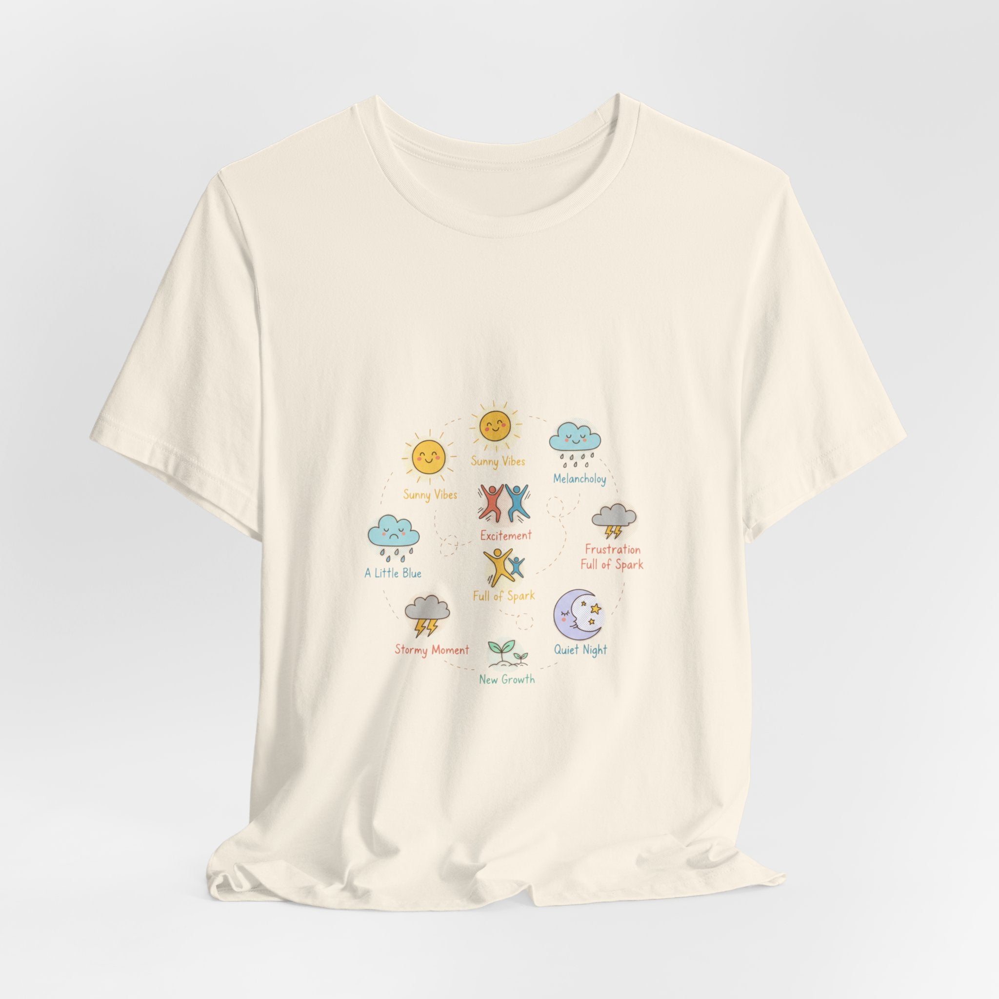 Mood Forecast T-Shirt | Whimsical Weather Emotions Tee - Framed Pop Art