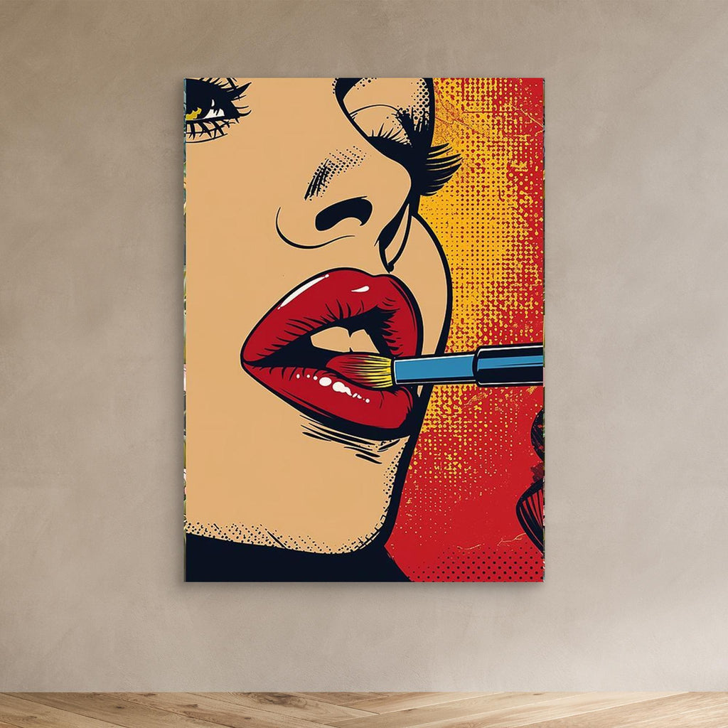Pop Art Lipstick Wall Art Canvas for Beauty Salon Decor - Framed Pop Art