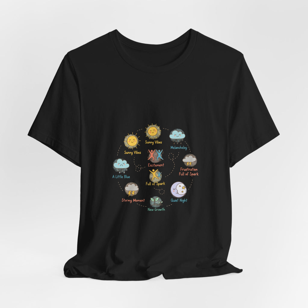 Mood Forecast T-Shirt | Whimsical Weather Emotions Tee - Framed Pop Art