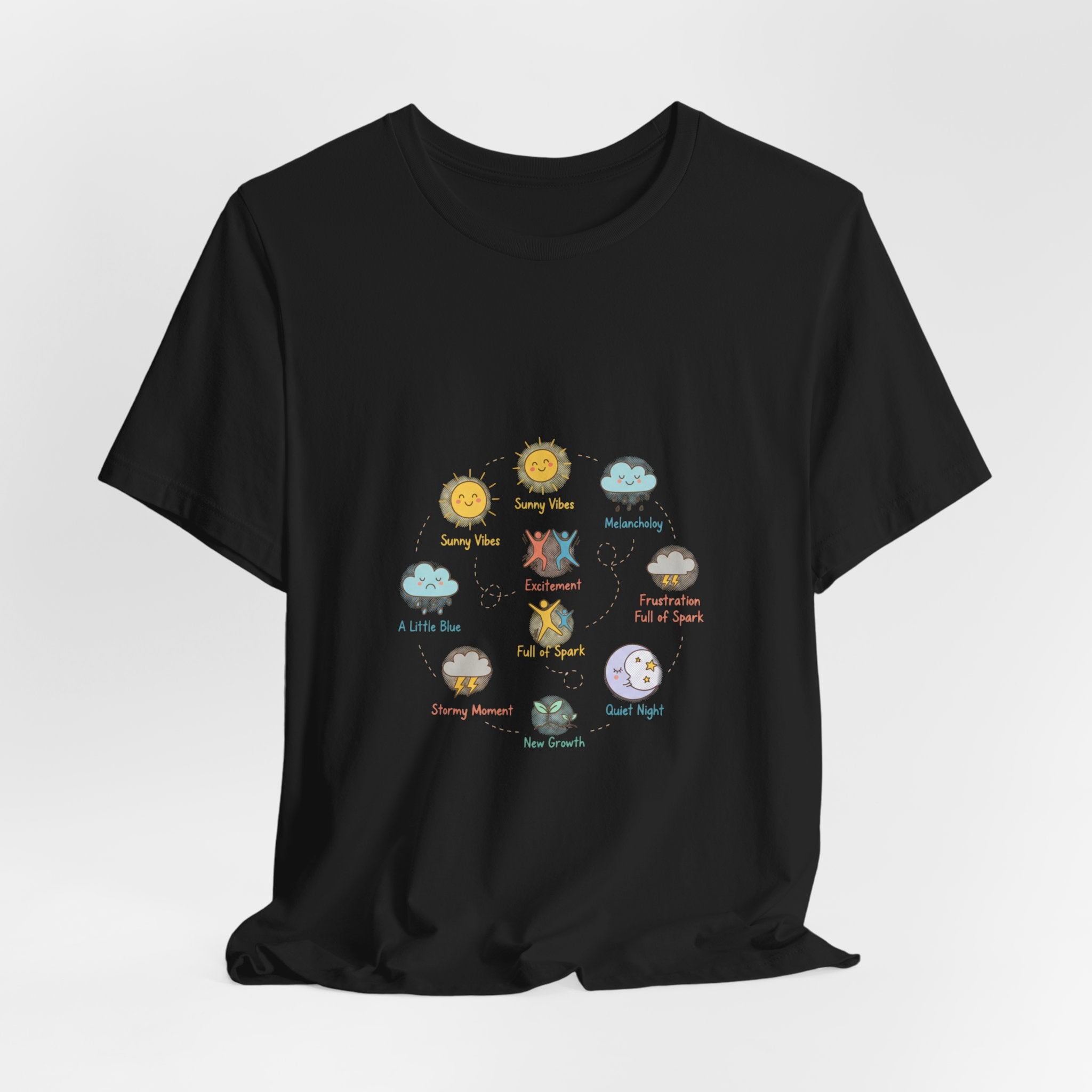 Mood Forecast T-Shirt | Whimsical Weather Emotions Tee - Framed Pop Art