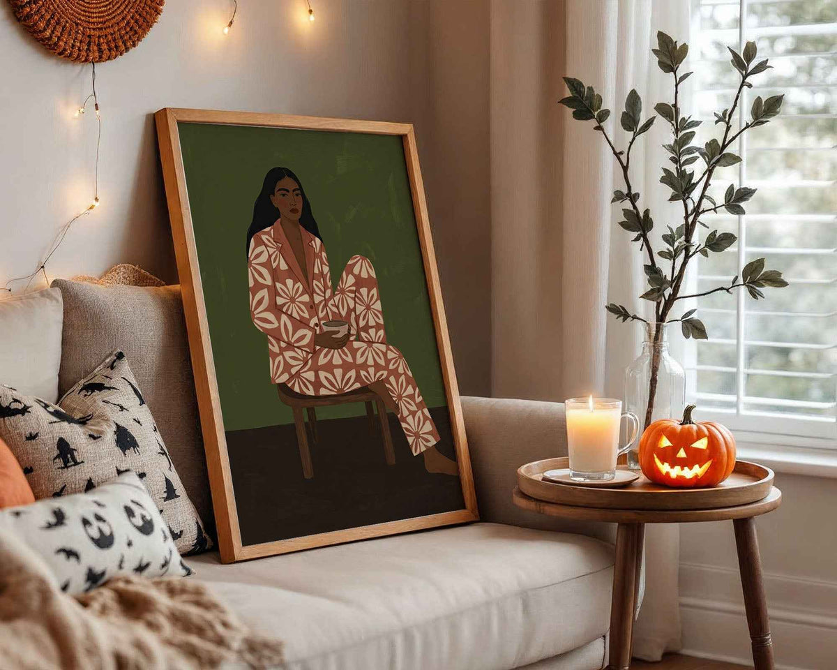 Woman in Floral Suit - Modern Art Print