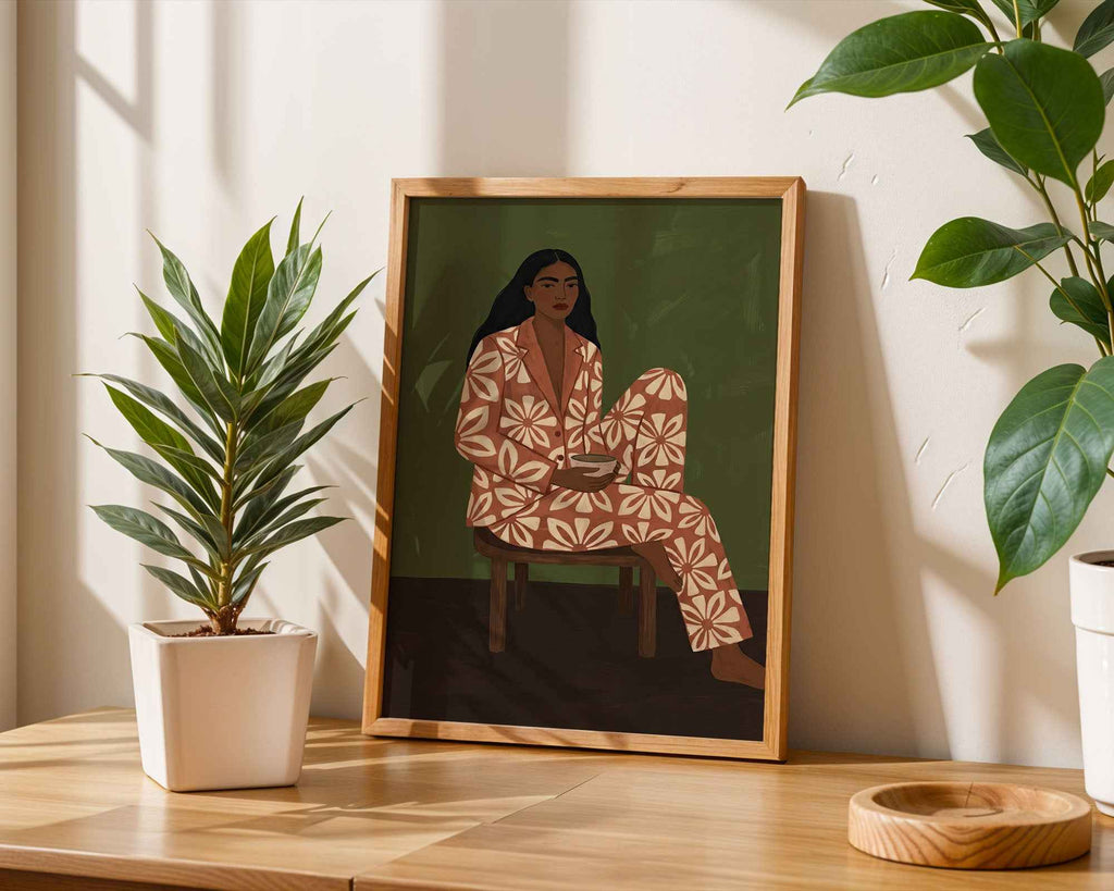 Woman in Floral Suit - Modern Art Print