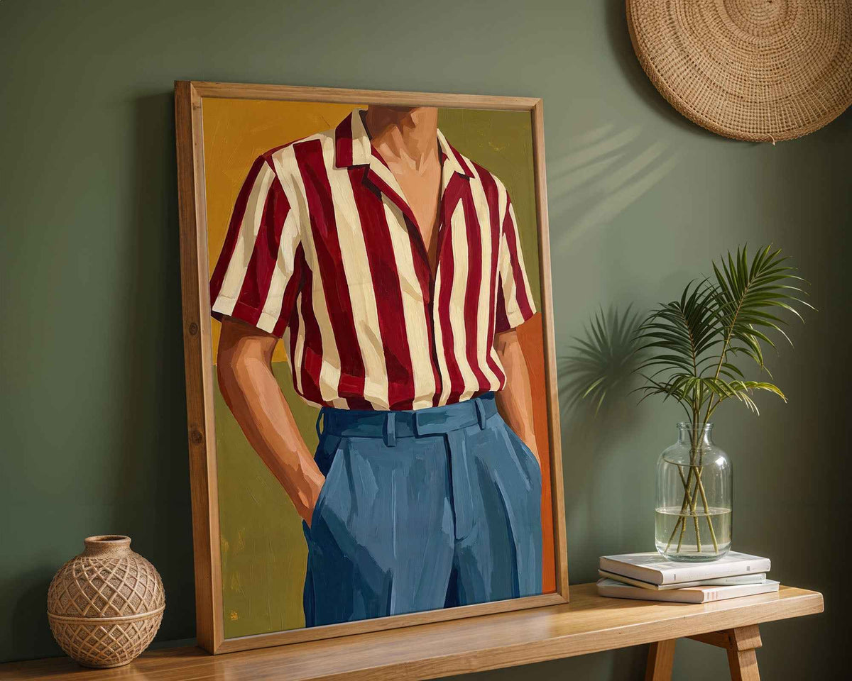 Retro Man in Striped Shirt Poster
