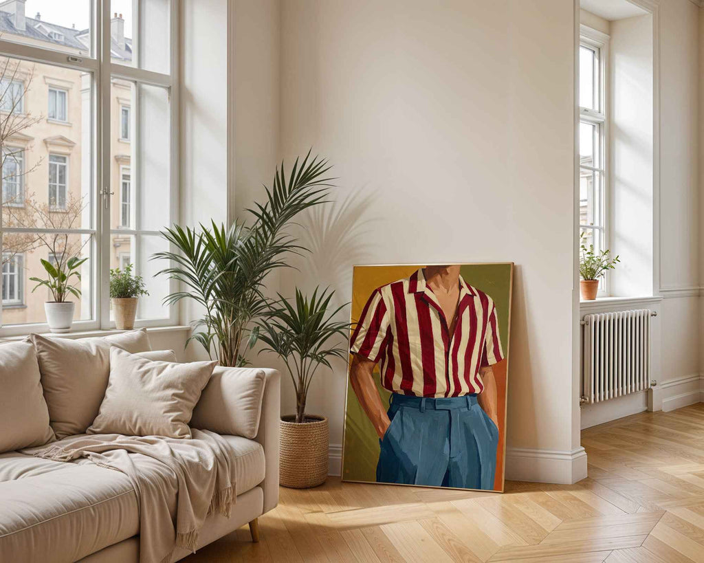 Retro Man in Striped Shirt Poster