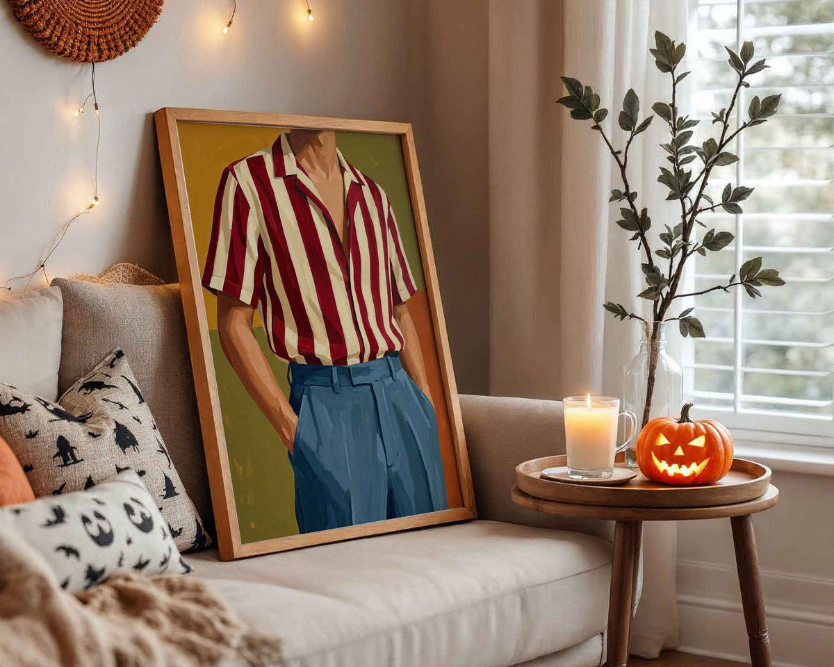 Retro Man in Striped Shirt Poster