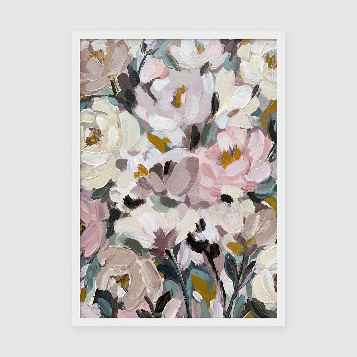 A4 Poster Print Lifestyle Shot - contemporary floral art in minimalist living space setting