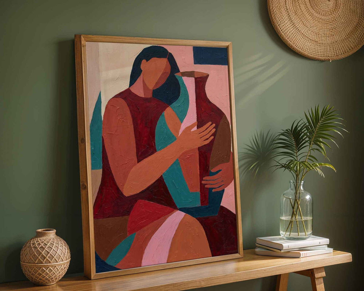 Abstract Figure with Vase – Modern Art Print