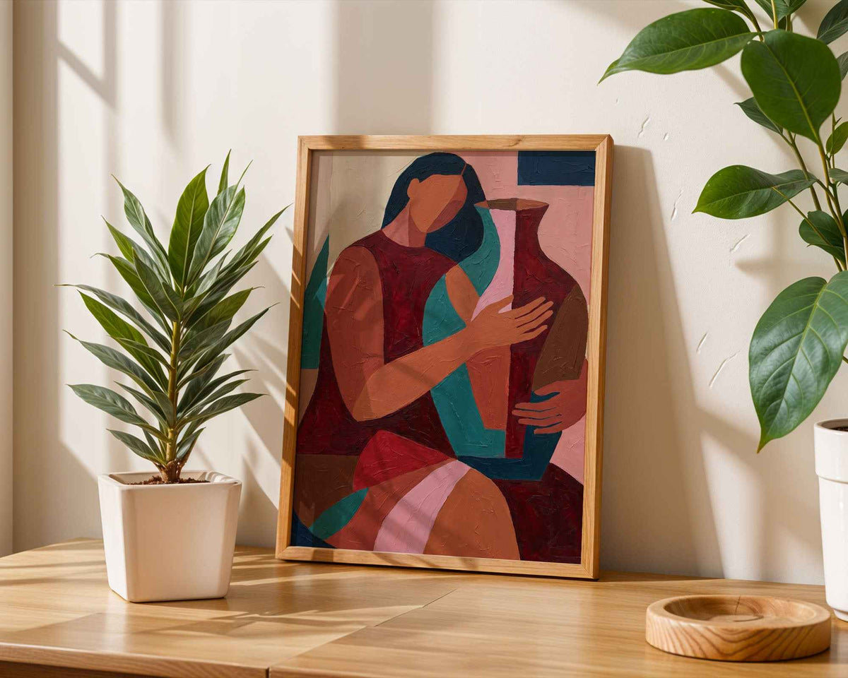 Abstract Figure with Vase – Modern Art Print