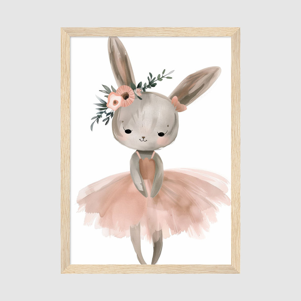 A-Sized Print - Whimsical rabbit character in ballet pose and dress