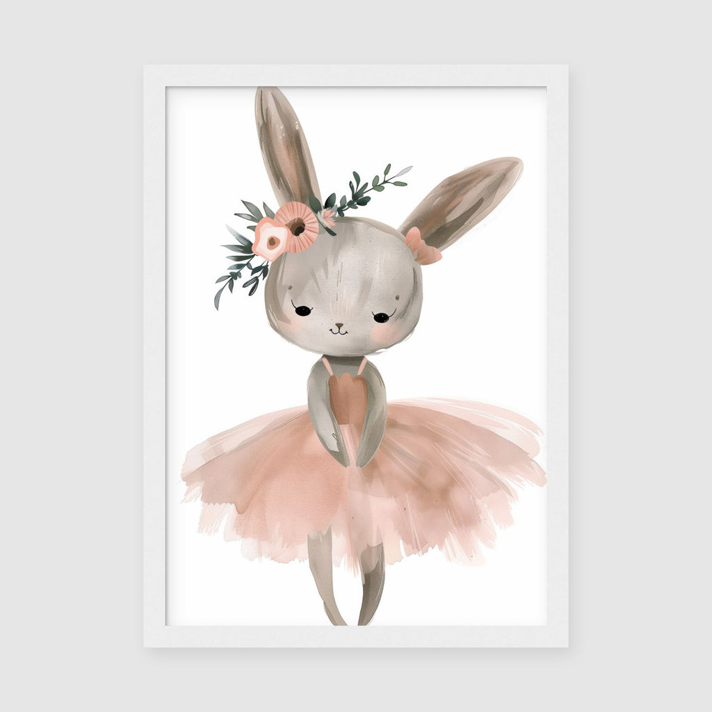 A-Sized Print - Nursery art featuring charming bunny with flower crown