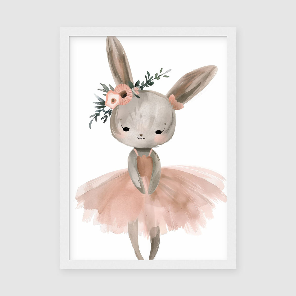 A-Sized Print - Nursery art featuring charming bunny with flower crown