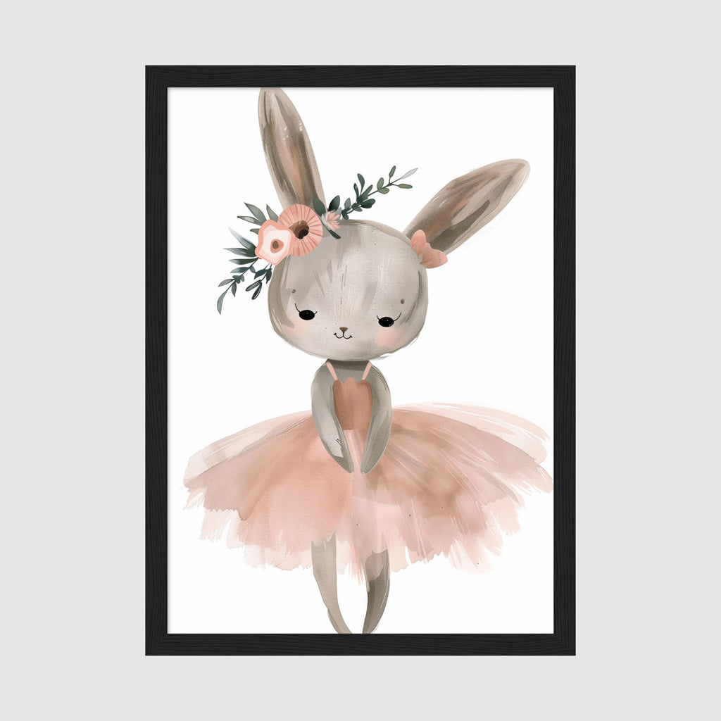 A-Sized Print - Soft pastel illustration of dancing rabbit in tutu