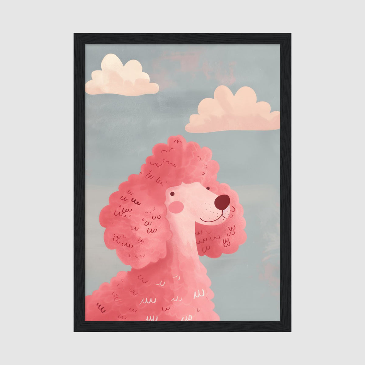 A-Sized Prints Nursery - Warm children's print with fluffy poodle and dreamy sky backdrop