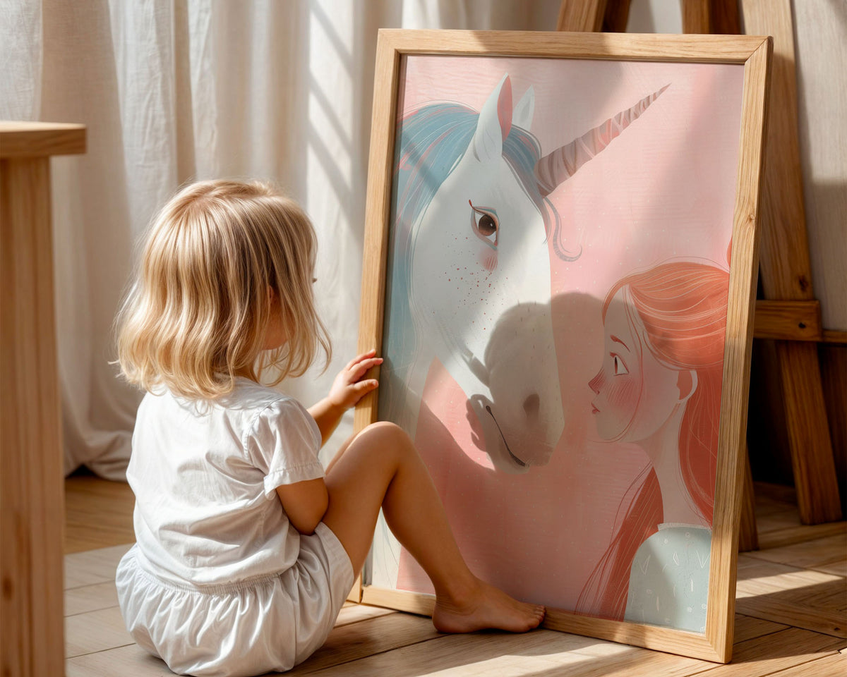 A-Sized Poster - Detailed view of the white unicorn's face with pale blue and pink mane