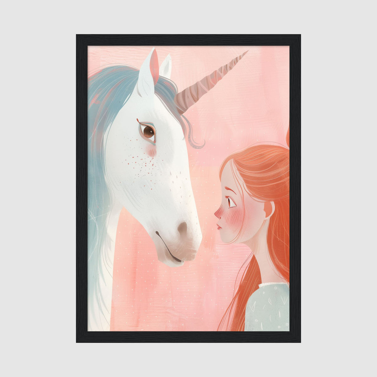 A-Sized Poster - Complete whimsical illustration of girl and unicorn on matte archival paper