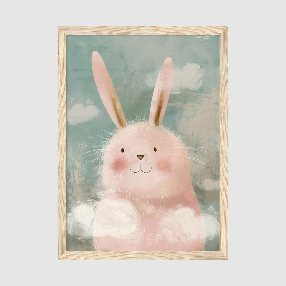 A-Sized Print Nursery - Whimsical rabbit poster with delicate features and dreamy colour scheme