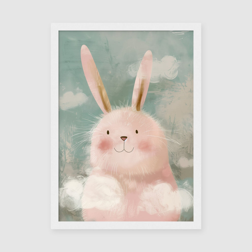 A-Sized Print Nursery - Nursery-friendly bunny design with oversized cream ears and fluffy appearance
