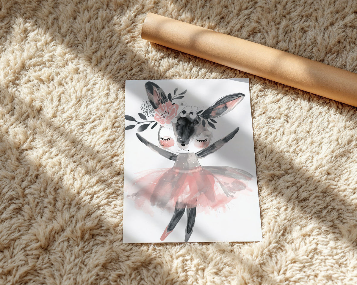 A-Sized Print Nursery - Floral crown detail on dancing deer with closed eyes