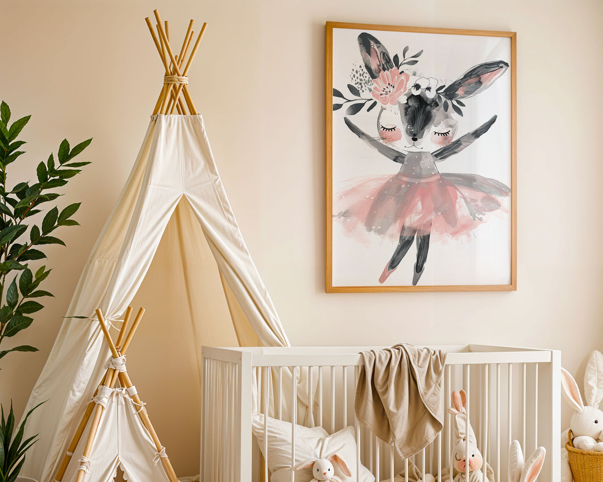 A-Sized Print Nursery - Whimsical deer ballet illustration with soft pastel colours