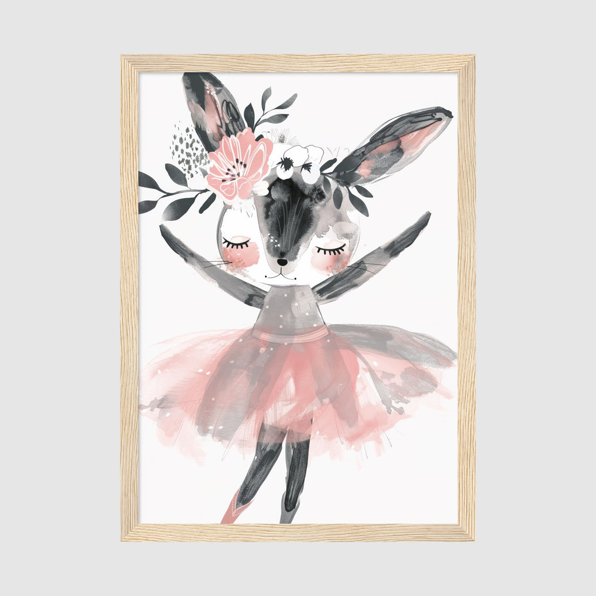 A-Sized Print Nursery - Sweet feminine character deer art on cream background