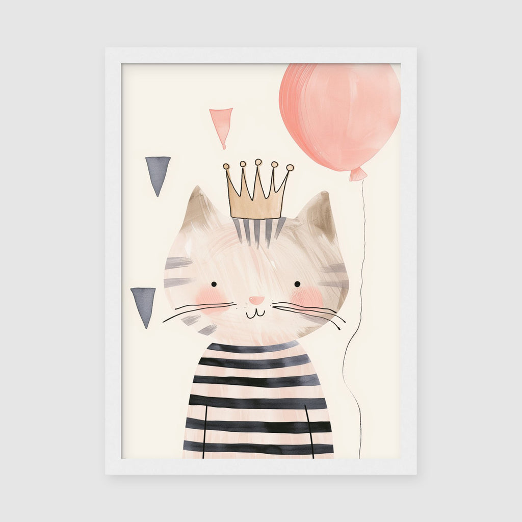A-Sized Prints Nursery - Colourful illustrated cat princess suitable for kids' rooms
