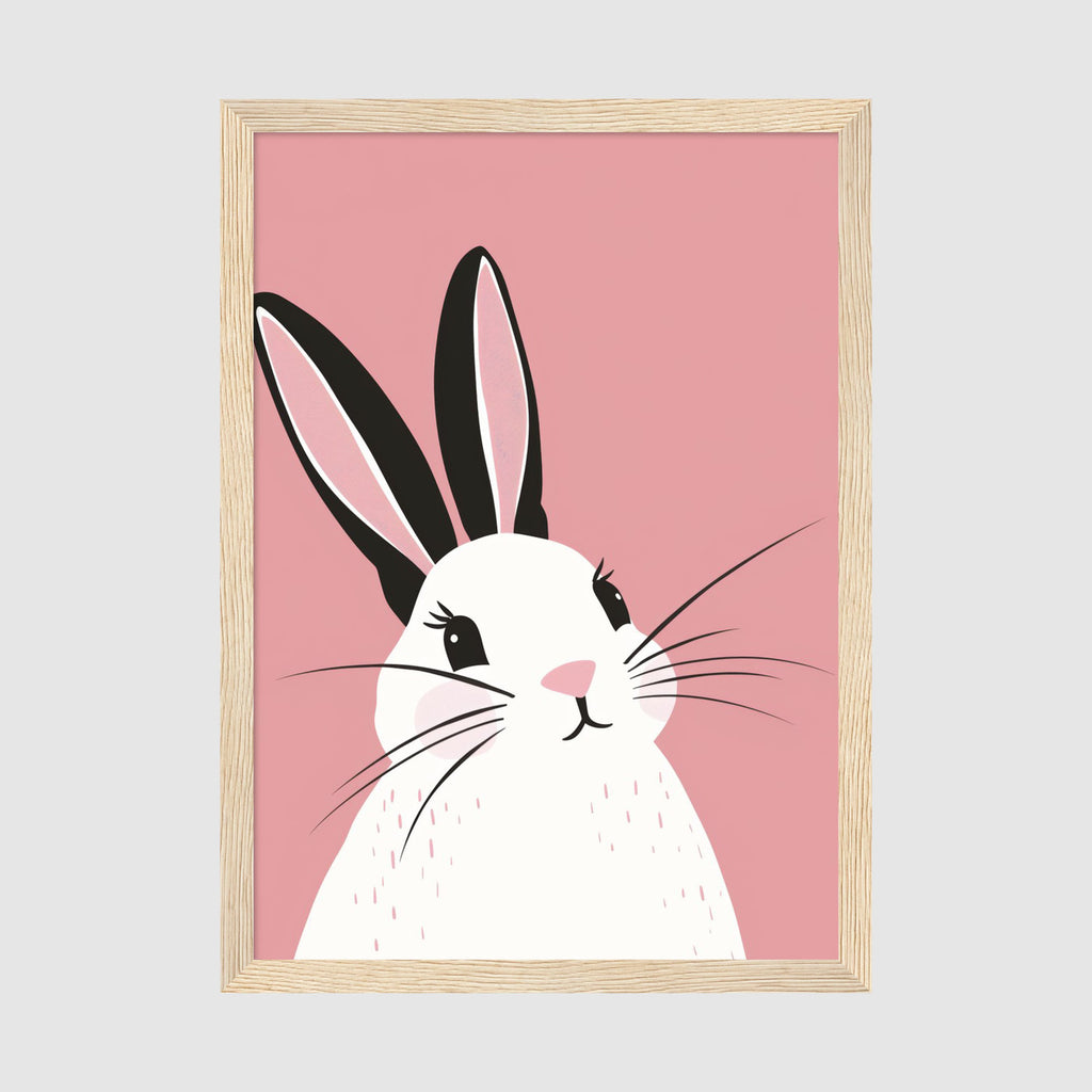 A-Sized Prints Nursery - Playful white bunny illustration for children's rooms