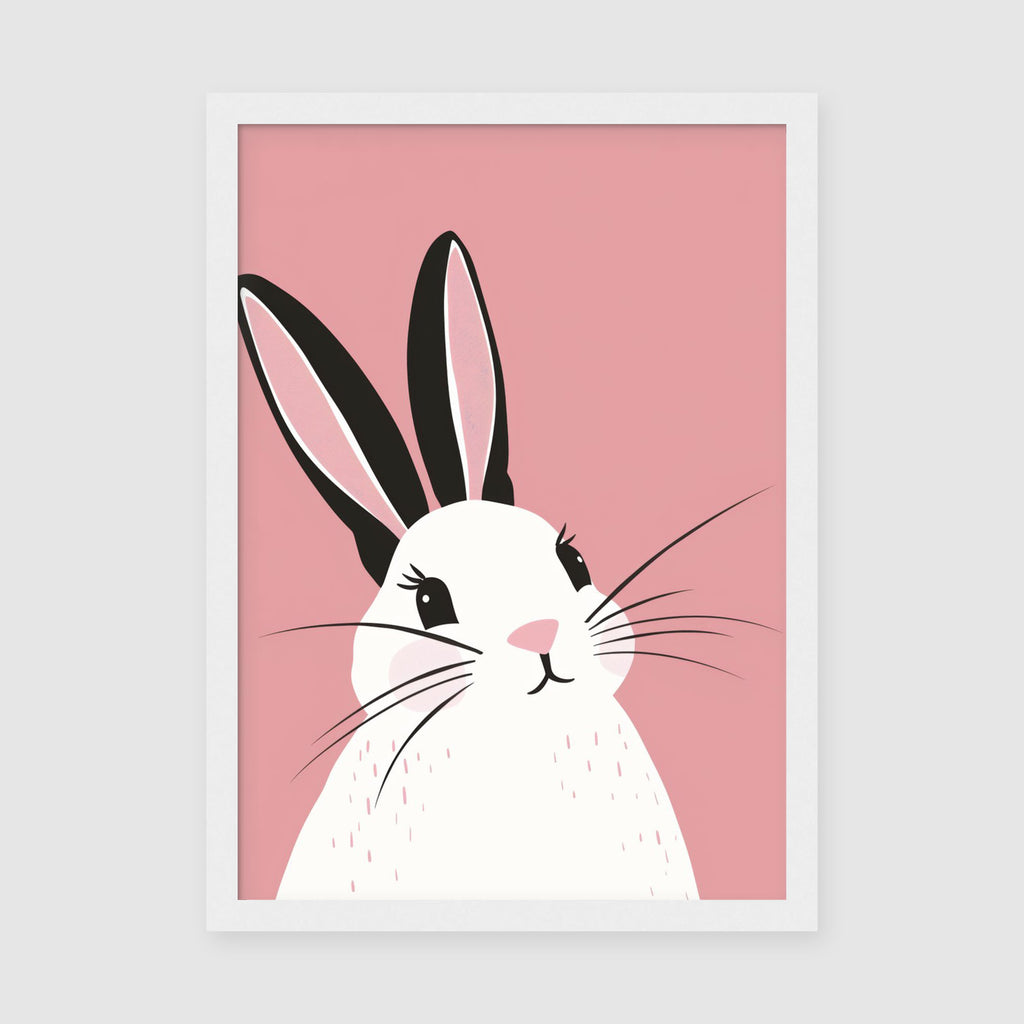 A-Sized Prints Nursery - Soft pink bunny poster with black ear details