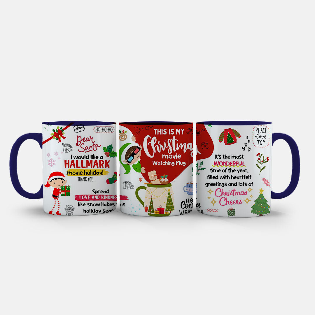 11oz Mug Colours - Christmas mug displaying love and kindness message with holiday icons